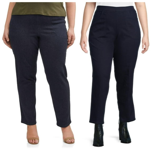 (2 pack) JMS Just My Size by Hanes Women's Plus Size 2 Pocket Pull On Pants, Single and 2 Pack