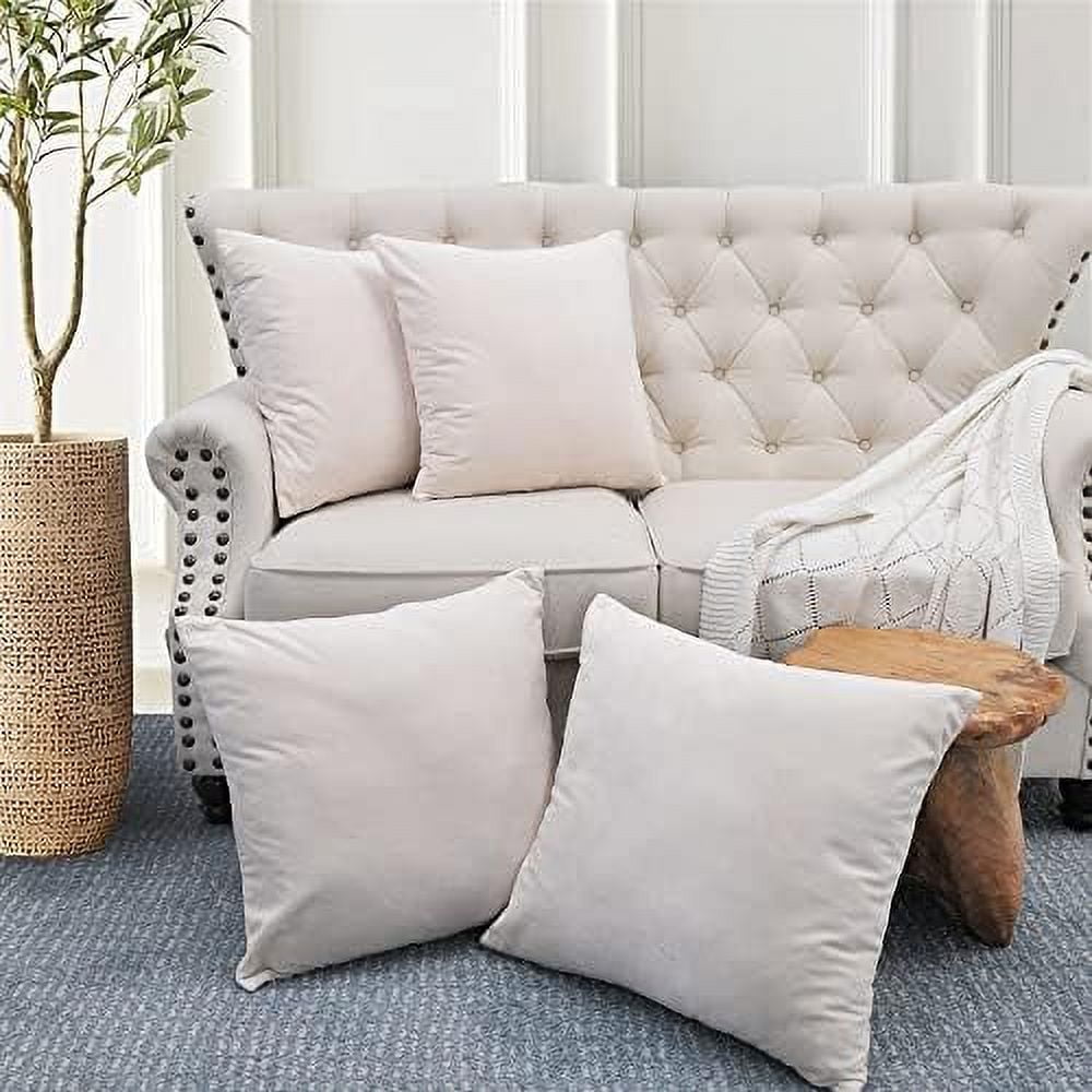 Super Decorative Color Throw Pillow Covers Set of 4, 20x20 Inch, Ivory