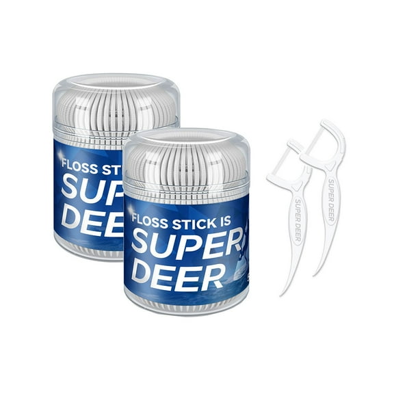 Super Deer 2 Travel Floss Cases,100 Counts,Dental Flossers,Floss Sticks,Tooth Floss,Dental Sticks for Adult Cleaning