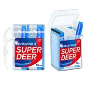 Super Deer Effictive Floss Picks, Two-line floss for Adult, 50 pcs a pack, 2 packs