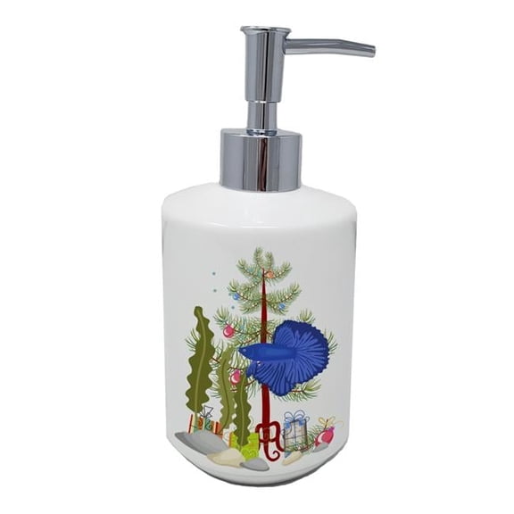 Super Delta Tail Betta Merry Christmas Ceramic Soap Dispenser