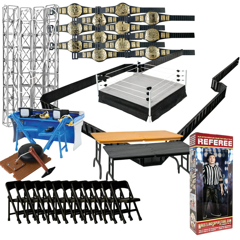 Super Deluxe Wrestling Action Figure Ring & Accessories Special Deal For  WWE Wrestling Figures