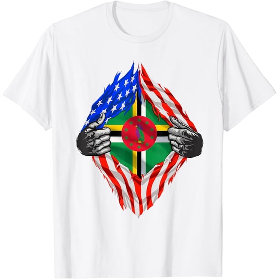 Super Dominician Heritage Dominica Roots USA Flag T-Shirt White 2X-Large