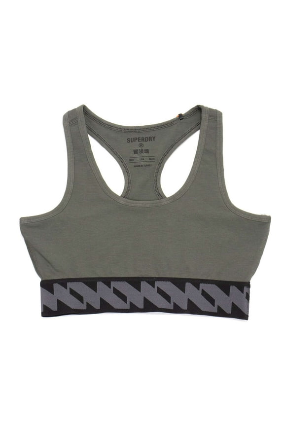 Super Dry Women's Organic Cotton Code Elastic Bra, Dark Moss,8 - US