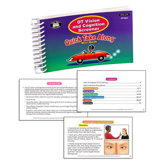 Super Duper Publications | OT Vision and Cognition Screener Quick Take Along Mini-Book | Occupational Therapy - Visual and Cognitive Skills