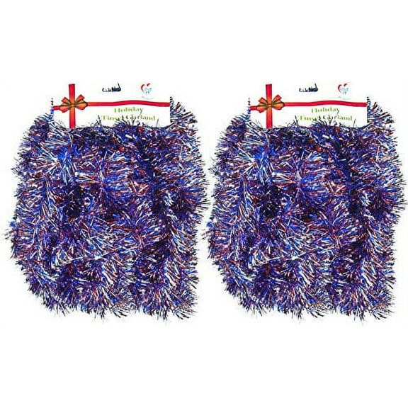 Super Duper Thick Tinsel Garland Multi-Packs for Christmas, Birthdays, Holiday Decoration, Special Events (Patriotic Mix, 2 Packs of 25ft Tinsel, 50 ft. Total)