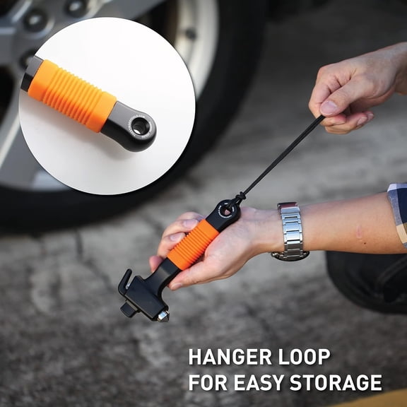Super Duty Car Emergency Escape Tool - Hardened Carbon Steel Safety Hammer, Spring-Loaded Window Breaker, Razor-Sharp Seat Belt Cutter, Life-Saving Rescue Tool (Orange and Orange)