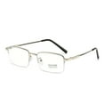 thumbnail image 1 of Super Elastic Memory Ultralight Metal Readers Anti-Blue Light Half Rimless Rectangle Silver Reading Glasses +2.50 for Men, 1 of 3