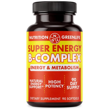 Super Energy Vitamin B Complex Bioactive Cold Fill Soft gels for Max Potency & Absorption | Vitamins B1, B2, B3, B6, B12 Plus Folic Acid, Zinc, Vitamin D | Energy, Fat Metabolism, Antioxidant 90 ct