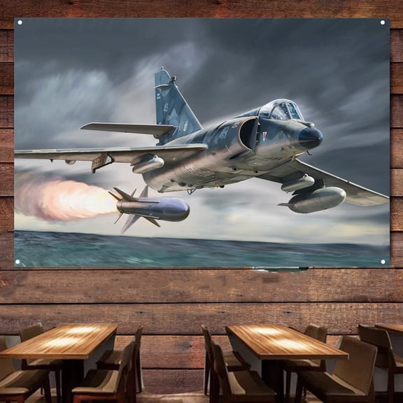 Super Etendard Fighter Banner Room Wall Flag - 38" x 57" Air Force Attack Aircraft Canvas Print - Military Aviation Wall Art Decor - Ideal Gift For Army Fans