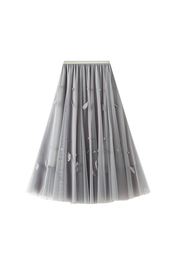 Super Fairy Skirt A Line Skirt Mid Length Swing Skirt Women's Spring High Waist Feather Puff Skirt Suspender Skirt Women Ruched Ruffle Skirt Petite Skirts for Women Trendy Skirts Mini Skirt Lingerie