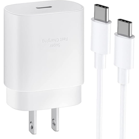 Super Fast Adaptive Wall Adapter 25W Charger for BLU View 5 with 4FT (1.2M) USB C PD Charging Cable - White (US Version)