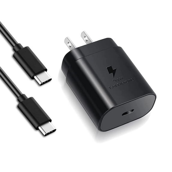 Super Fast Charger, 25 Watt PD 3.0 USB C Type C Charger for Samsung Galaxy Note10+ 5G (T-Mobile, AT&T) With 3.3 FT USB C to USB C Cable - Black