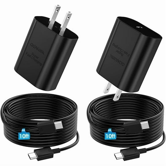 Super Fast Charger Type C, 25W PD USB C Wall Charger Fast Charging with 10FT Long Type C Charger Cable for Samsung Galaxy S24 Ultra/S24/S24+/S23 Ultra/S23/S22 Ultra/S22/S21 Ultra/S20 Ultra/Note 20