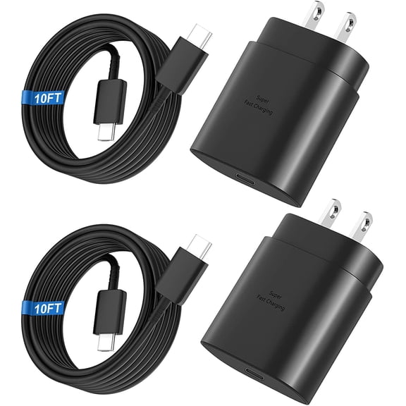 Super Fast Charger Type C, 25W USB C Wall Charger Fast Charging for Samsung Galaxy S26 Ultra/S26/S26+/S25 Ultra/S25/24 Ultra/S24/S23 Ultra/S22 Ultra with 6.6FT Long Android Type C Charger Cable 2Pack