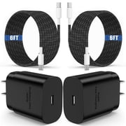 Super Fast Charger Type C, 2Pack 25W USB C Fast Charging Block Wall Charger with 2*6FT Android Charger Cable Compatible with Samsung Galaxy S25/S24/S23 Ultra/S23+/S22/S21/S20/iPhone 17/16 Case
