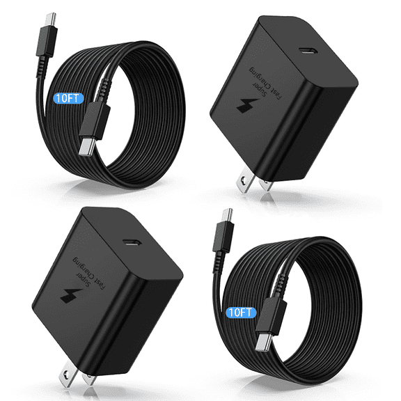 Super Fast Charger Type C 2Pack 45W USB C Fast Charging Block Wall Charger with 2*10FT Android Phone Charger Cable Compatible with Samsung Galaxy S25/S24/S23 Ultra/S23+/S22