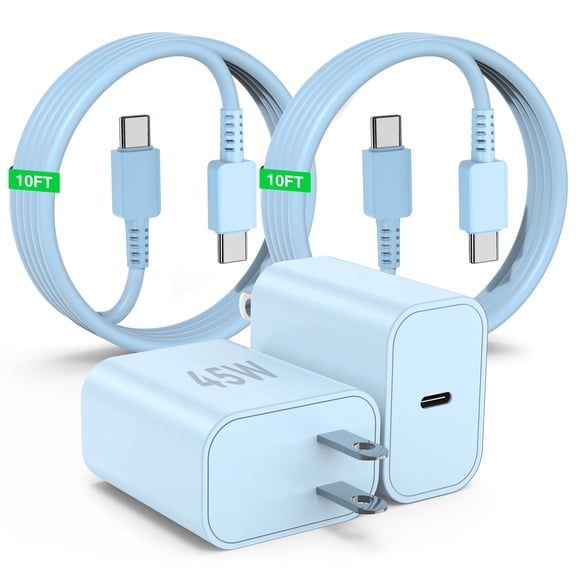 Super Fast Charger with Type C Cable 10ft , 2Pack 45W USB C Wall Charger Block Adapter and Android Phone Charger Cord for Samsung Galaxy S26 S25/S24 Ultra/S24/S24+/S23 Ultra/S23/S22 Ultra/S22/S21