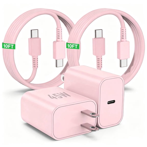 Super Fast Charger with Type C Cable 10ft , 2Pack 45W USB C Wall Charger Block Adapter and Android Phone Charger Cord for Samsung Galaxy S26 S25/S24 Ultra/S24/S24+/S23 Ultra/S23/S22 Ultra/S22/S21