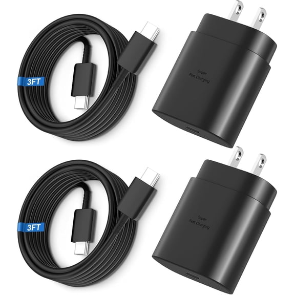 Super Fast Charger with Type C Cable 3ft , 2Pack 25W USB C Wall Charger Block Adapter and Android Phone Charger Cord for Samsung Galaxy S24 Ultra/S24/S24+/S23 Ultra/S23/S22 Ultra/S22/S21/Note 20