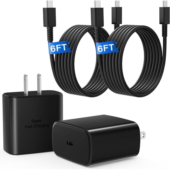 Super Fast Charger USB C,2Pack 3FT Phone USBC Cables with Type C Charger Fast Charging Blocks Compatible with Samsung Galaxy S25/S25 Ultra/S24