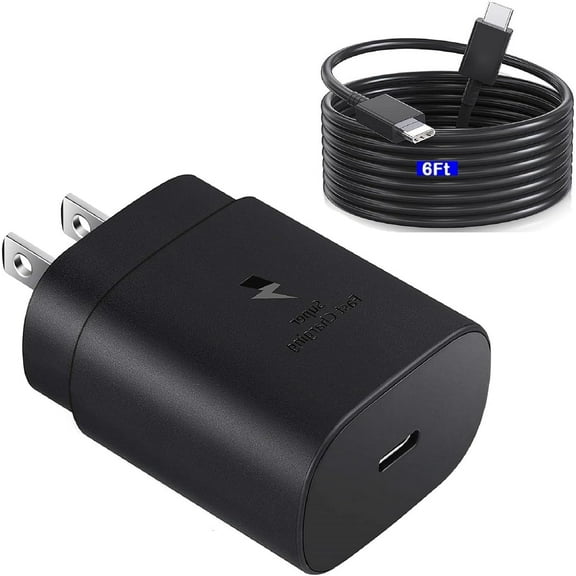 Super Fast Charging 25W USB C Charger Type C Charger Android Phone Charger for Asus Zenfone 10 - Includes 6 Feet USB C PD Fast Charging Cable (Black)