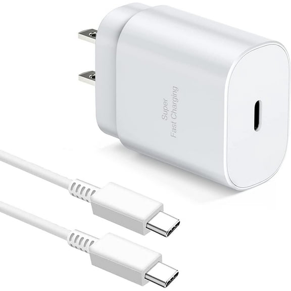 Super Fast Charging 25W USB C Super Fast Wall Charger for Google Pixel 5a - PD Fast Charging Block & 6 Feet Cable - White