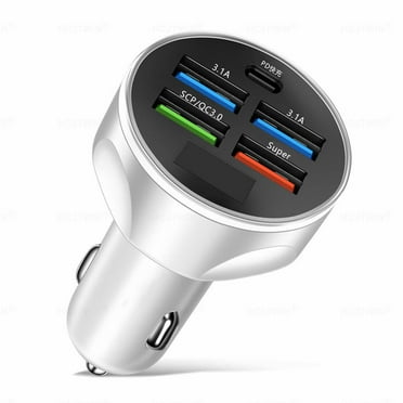 Super Fast Charging 5 in 1 Multi Port Car Phone Charger Display with P3E7