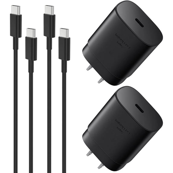 Super Fast Charging Wall Charger - 25W PD Charger Adapter with 3.3FT Cable for Asus ROG Phone 3 Super Fast USB C Charger Kit - 2 Pack {2x Wall Adapter + 2x Cable}