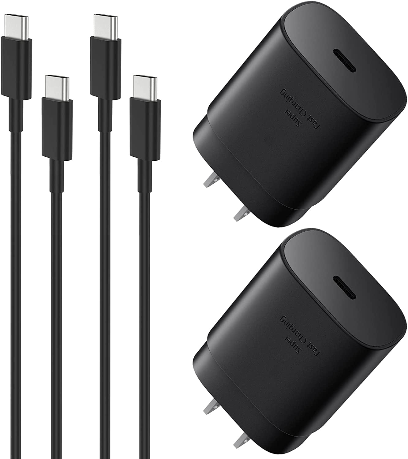 Super Fast Charging Wall Charger - 25W PD Charger Adapter with 3.3FT Cable for Blu View 2 Super Fast USB C Charger Kit - 2 Pack {2x Wall Adapter + 2x Cable}