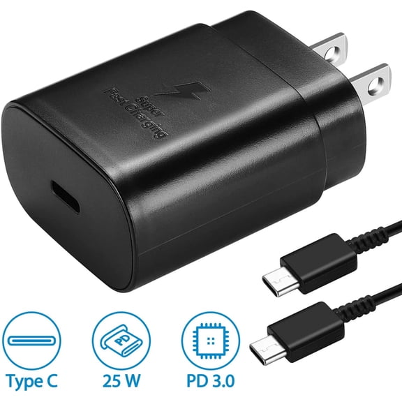 Super Fast USB C Charger Compatible with Samsung Note10 20 Plus / S21 / S21 Ultra / S20 / S9/S8/ S10e /S10 5G Ultra, Google Pixel 4 3 2 3A XL, iPad Pro 12.9/11, 25W PD Wall Power Adapter Type C Cable