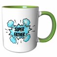 thumbnail image 1 of 3drose, Super Father Written Inside a Blue Sound Effect Speech Bubble., 11oz Two-tone Green Mug, 1 of 6
