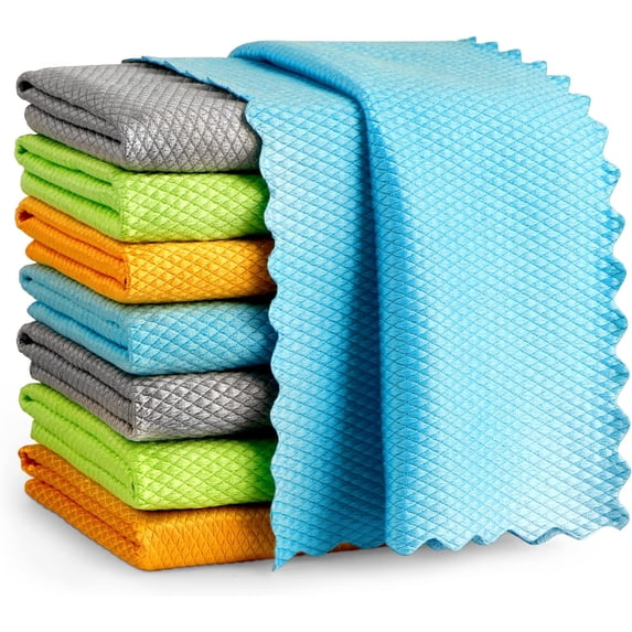 Super Fine Fiber Glass Cleaning Cloth, 8 Packs, Premium Super Fine Fiber Glass and Window Cleaner, Non-Fuzzy Magic Cleaning Cloth Suitable for Glass, Windows, Windshield, Mirror, Stainless Steel, 12