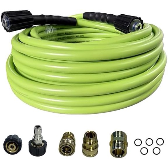Super Flexible Pressure Washer Hose 50ft 5800 PSI Kink Resistant Power Washer Hose 1/4 in Replacement Power Wash Hose with M22 and 3/8" Quick Connection Kit for Gas & Electric$$Tools