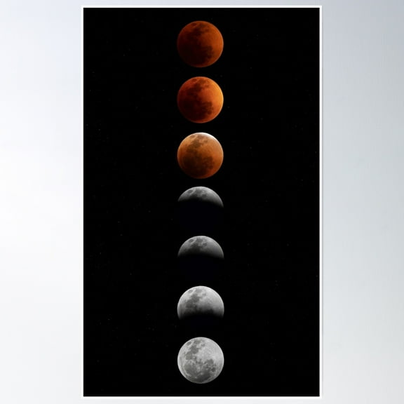 Super Flower Blood Moon Phases Poster Wall Art, Modern Wall Decor, 8x12 UNFRAMED