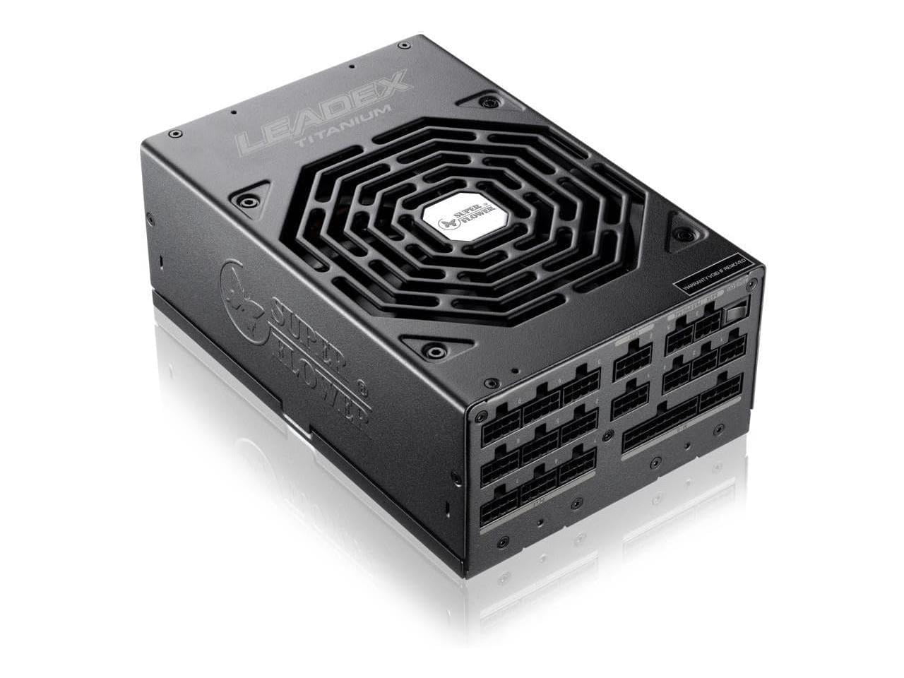 Super Flower Leadex Titanium 1600W 80+ Titanium, ATX 3.1, W/12V-2x6(2x8pin - 16pin native cables)*2, 10 Years Warranty, ECO Mode, Full Modular, Dual Ball Bearing Fan, SF-1600F14HT ATX 3.1