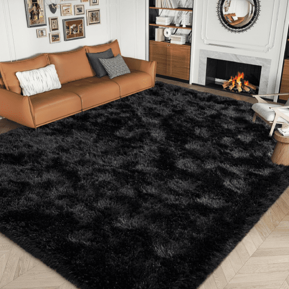 Super Fluffy Black 8x10 Area Rugs