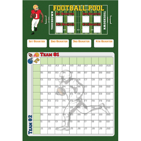 Super Football Bowl Big Game Day Betting Pool Squares Paper Poster 18" x 24"