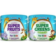 Super Fruit and Super Green Gummies for Kids 180 Count Superfood Blend Soft and Delicious Vegan friendly Gluten Free Non-GMO