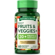 Super Fruits and Veggies | 60 Vegetarian Capsules | Vitalizing Antioxidant Superfood Formula | Non-GMO & Gluten Free Supplement | By Nature's Truth
