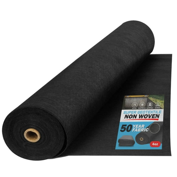 Super Geotextile 4 oz Non Woven Needle Punched Geotextile Filter Fabric - 50 Year Fabric 3' X 50'
