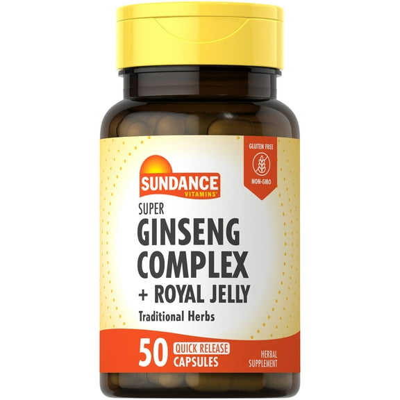 Super Ginseng Complex with Royal Jelly | 50 Quick Release Capsules | For Men and Women | by Sundance