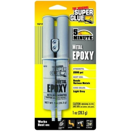 Pacer Original Super Glue 5 Minute Metal Light Gray Cure Color Epoxy Syringe 1oz