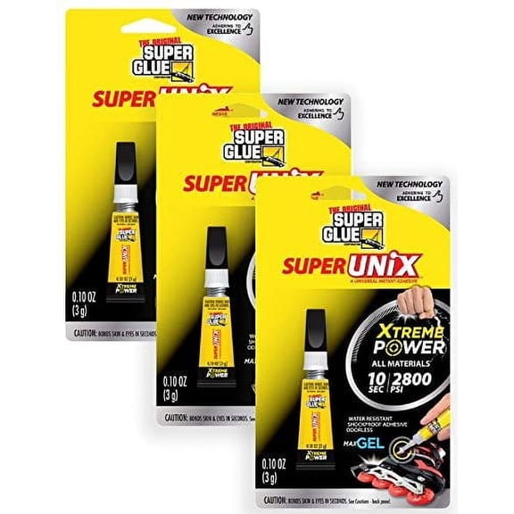 Super Glue - SUPERUNIX - Universal Instant Bonding Adhesive - Shockproof & Waterproof - 3g Tubes Pack of 3