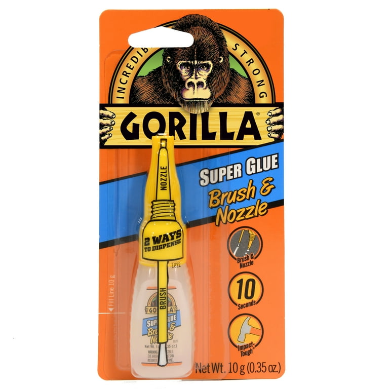 Super Glue with Brush and Nozzle Applicators, 0.35 oz, Dries Clear