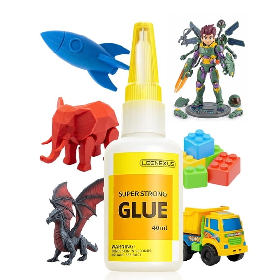 Super Glue for Plastic, PLA, ABS, PETG, PC, ASA, Acrylic, PVC, Dries Clear Liquid CA Adhesive for 3D Prints, Model Kits, RC Parts & Repairs, 40ml
