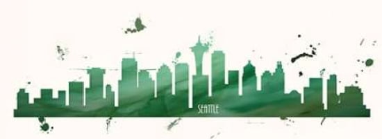 Super Green Seattle Canvas Art - Anna Quach (24 x 48)