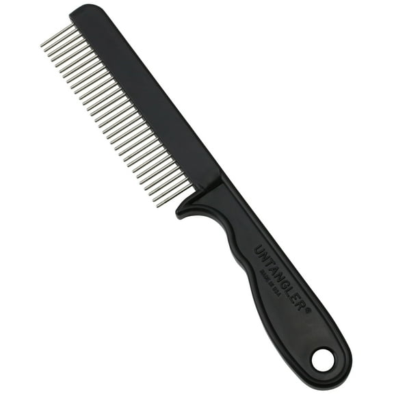 Untangler Super Groom II Comb for Dogs and Cats with 30 Narrow Spaced Rotating Stainless Steel Teeth for detangling and grooming