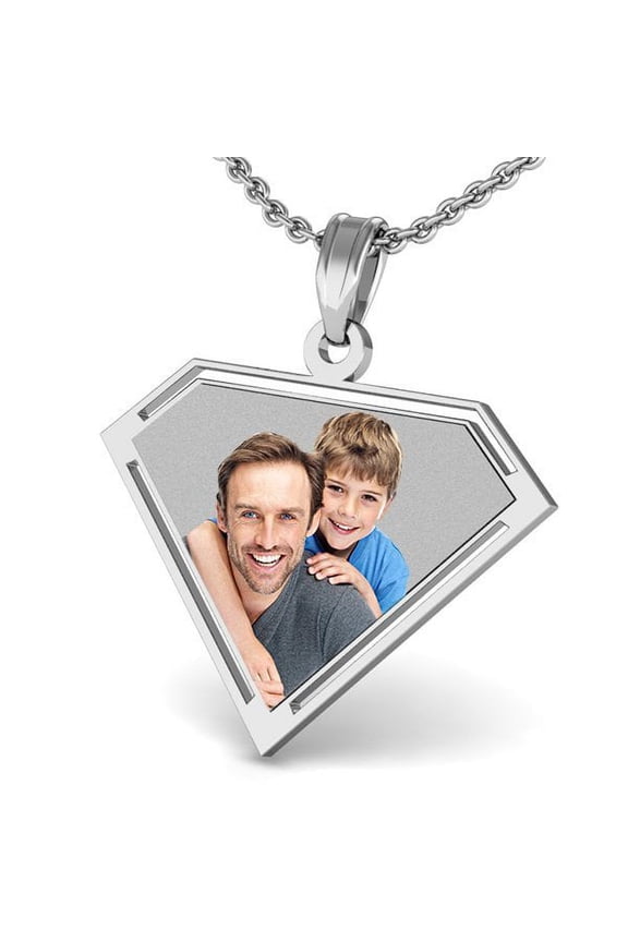 Super Guy/Gal Style Pendant - 1-1/2 Inch X 1-1/4 Inch - Sterling Silver