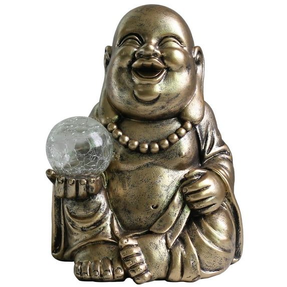 Super Happy Premium Gold Buddha Solar LED Light Garden Ornament Lucky Buddha Statue